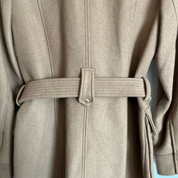 Michael Kors Asymmetric Zip Wool Blend Belted Coat in Dark Camel Size Small NWT - Picture 6 of 9